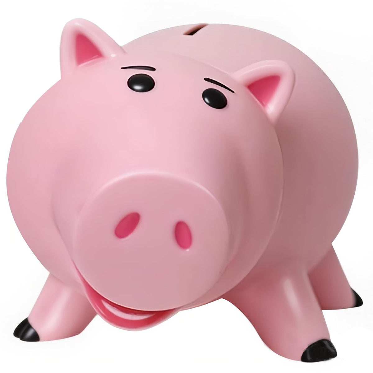PHOCAS piggy bank in pink plastic, sturdy and kid-friendly for early savings.
