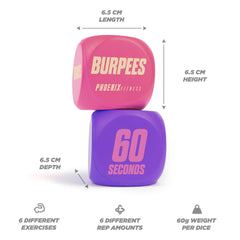 Phoenix Fitness Exercise Dice lightweight foam supports travel workouts.
