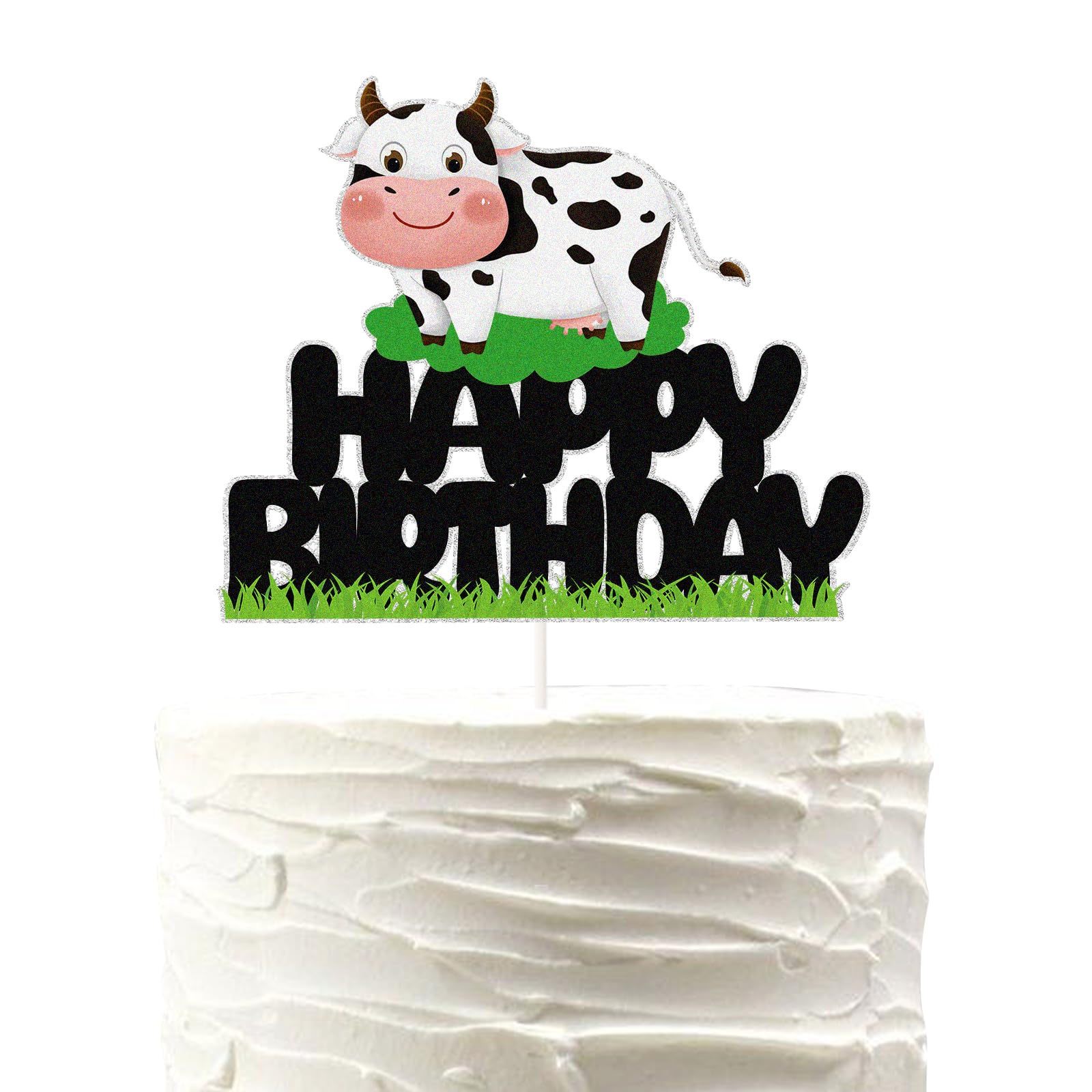 PHOHUI Have A Nice Time cow birthday topper on cake adds festive farm charm.