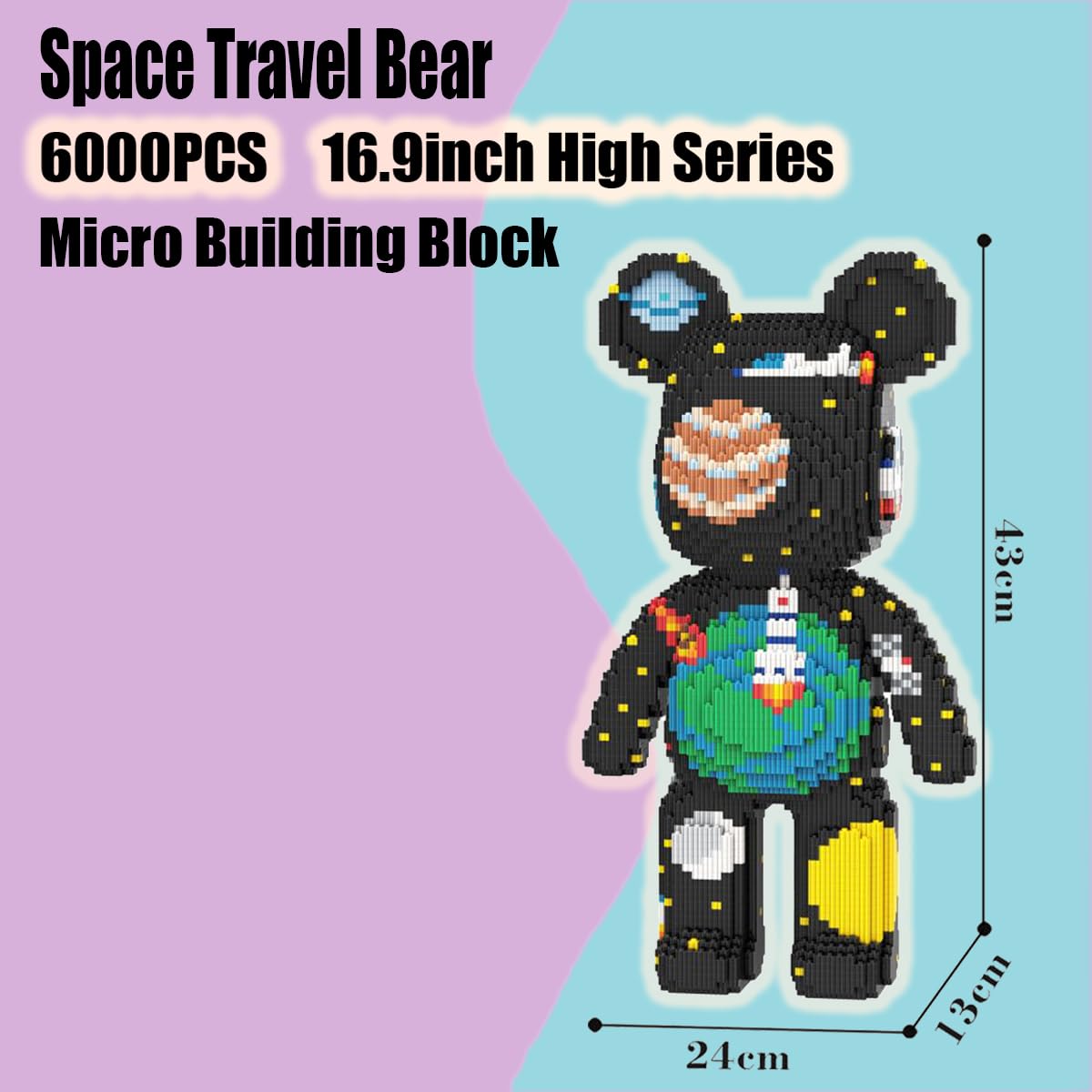 PIANTION space bear mosaic highlighting planets, ideal for adult construction enthusiasts