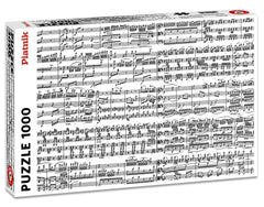 Piatnik Musical Notes 1000-piece puzzle with vibrant sheet music imagery for relaxing, focused solving