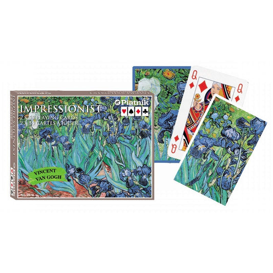 Piatnik Van Gogh Irises decks in a sturdy illustrated box for art-inspired game nights