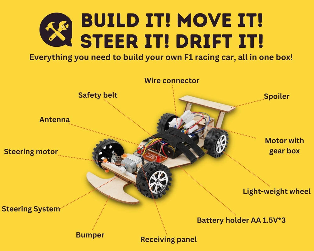 Pica Toys F1 wooden frame car showcases durable build for hands-on projects.