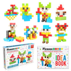 PicassoTiles 102pcs pixel magnetic cubes for creative building and fine motor skills.