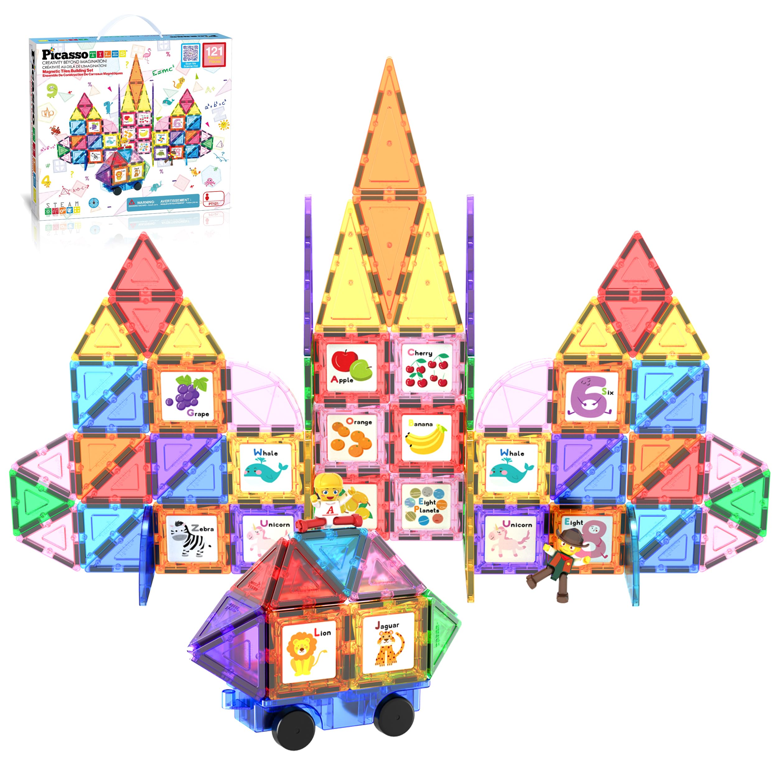 PicassoTiles 121pc master builder magnetic blocks for creative STEM play