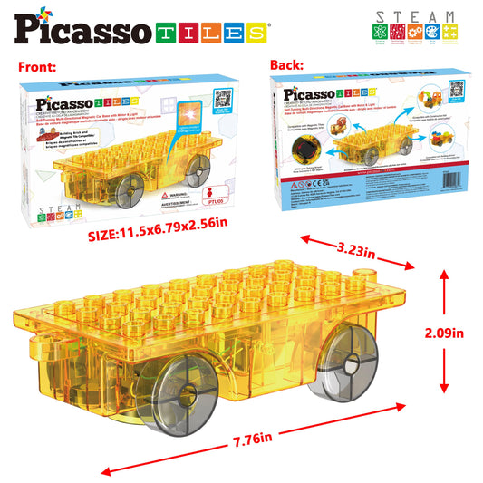 PicassoTiles 360-degree wheel showing versatile steering for creative builds.