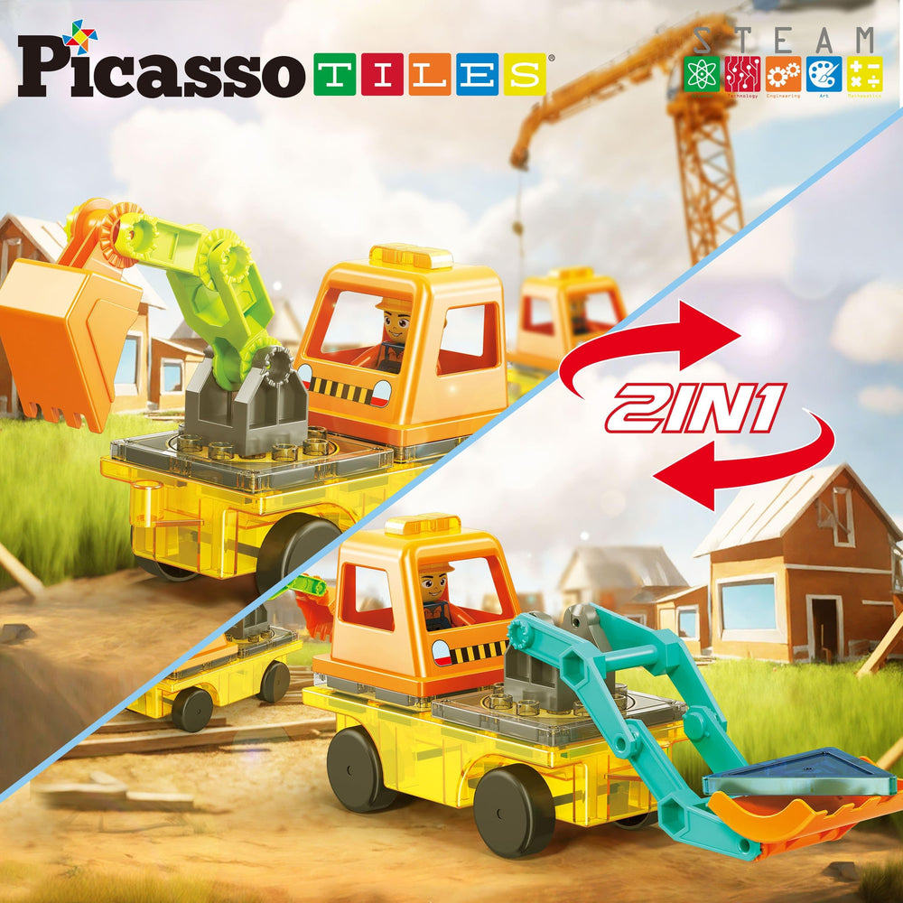 PicassoTiles car base with figure, versatile add-on for dynamic stories and transitions.