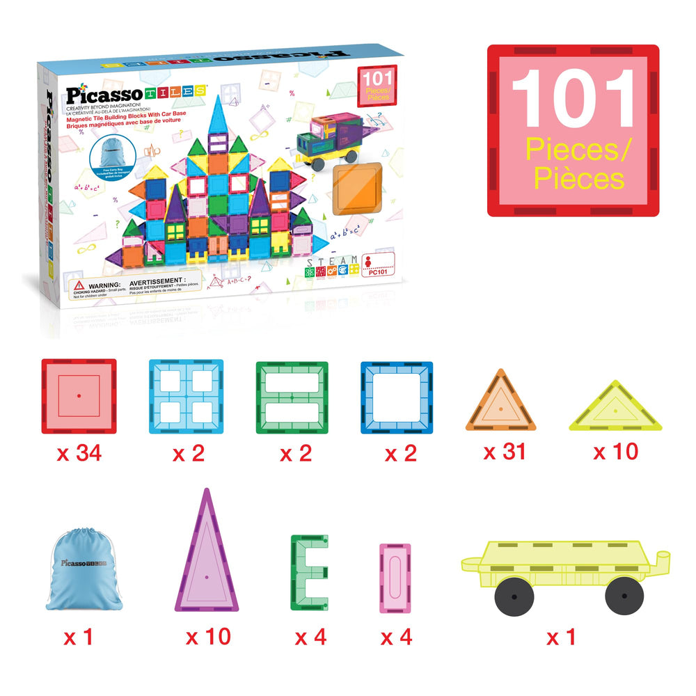 PicassoTiles drawstring carry bag for easy storage and portability.