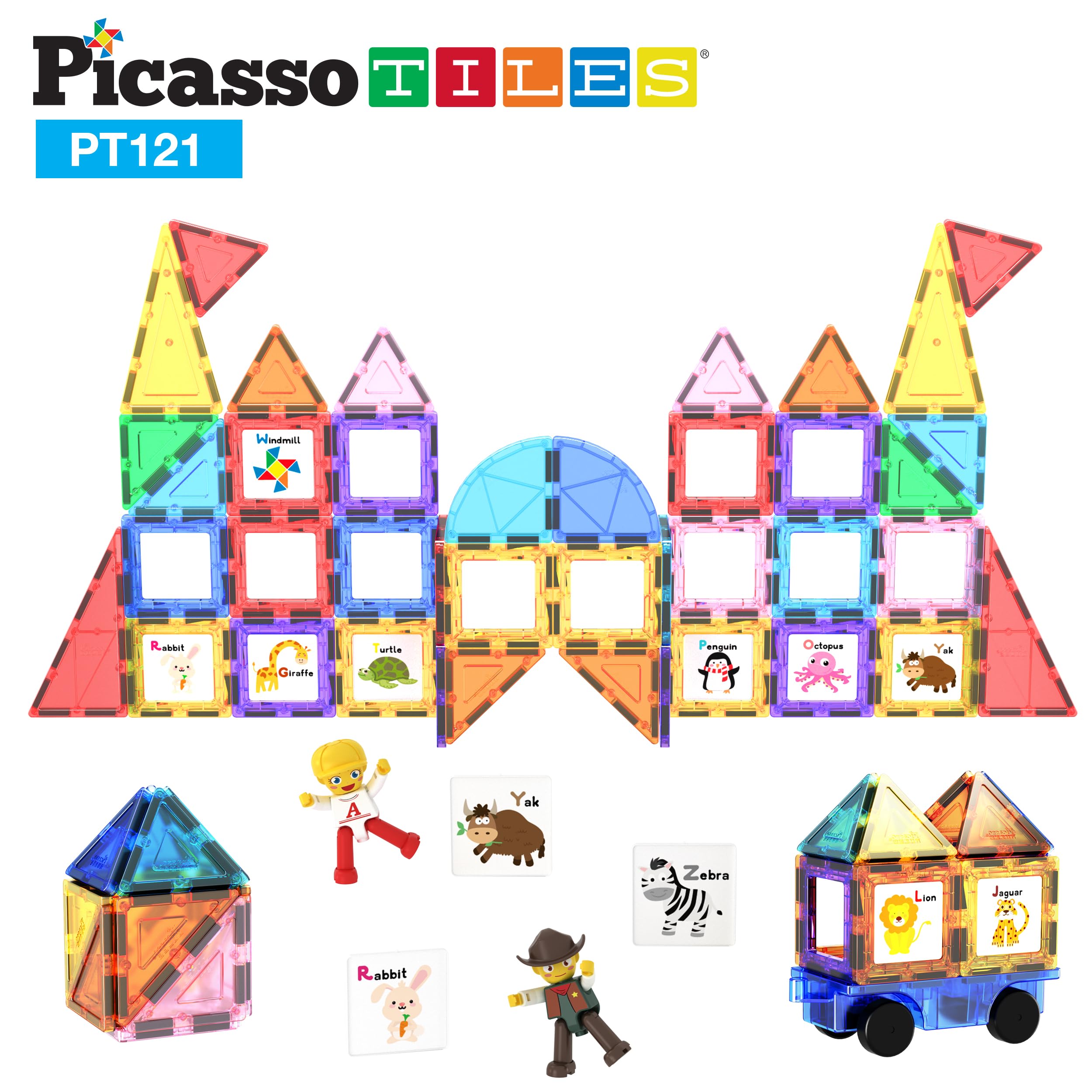 PicassoTiles educational alphabet graphics aid early literacy during play