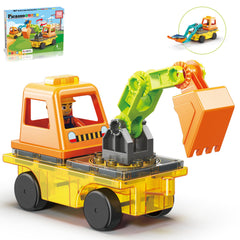 PicassoTiles excavator-backhoe 2-in-1 in action, boosting imaginative building.