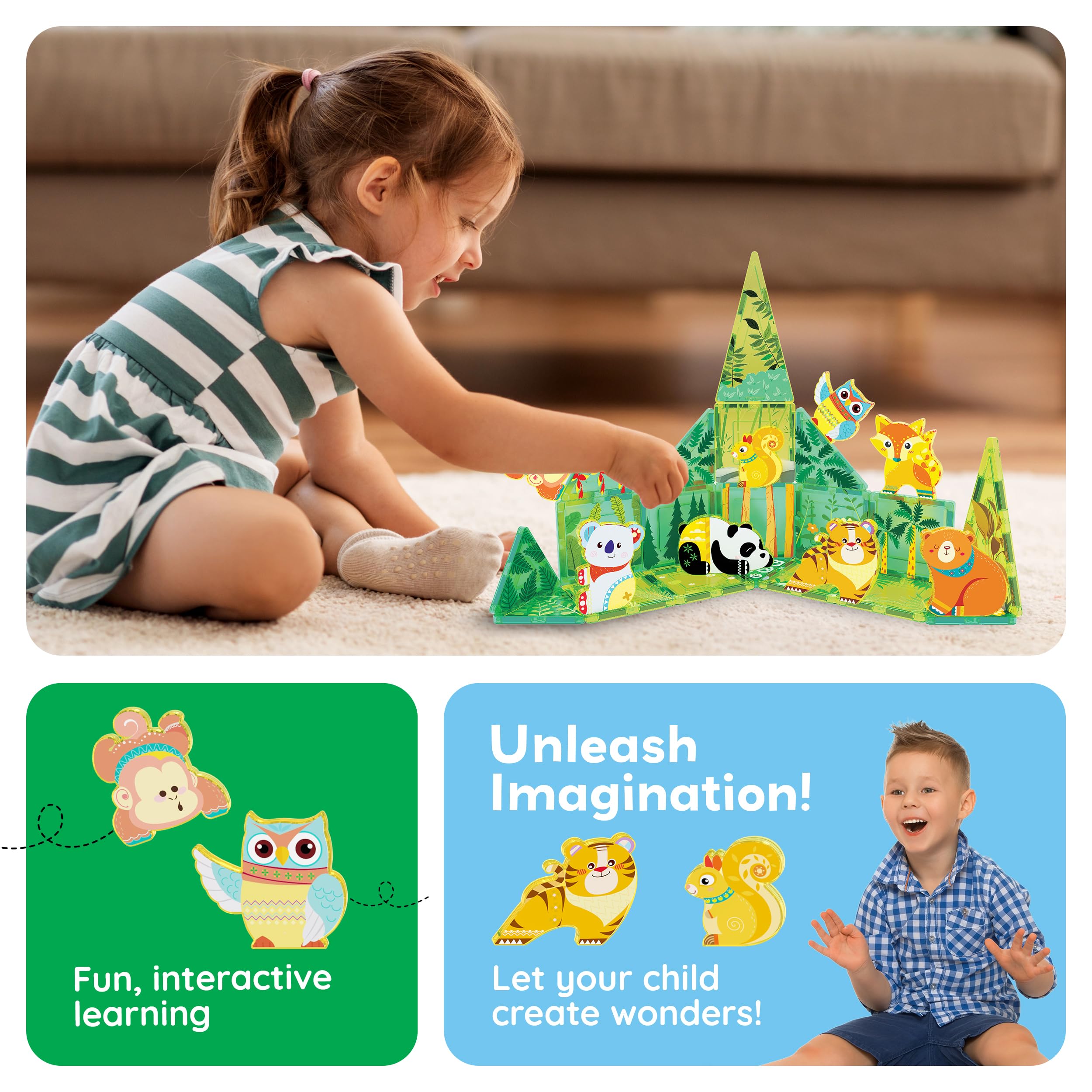 PicassoTiles panda magnet: inviting friend for storytelling and pretend adventures.