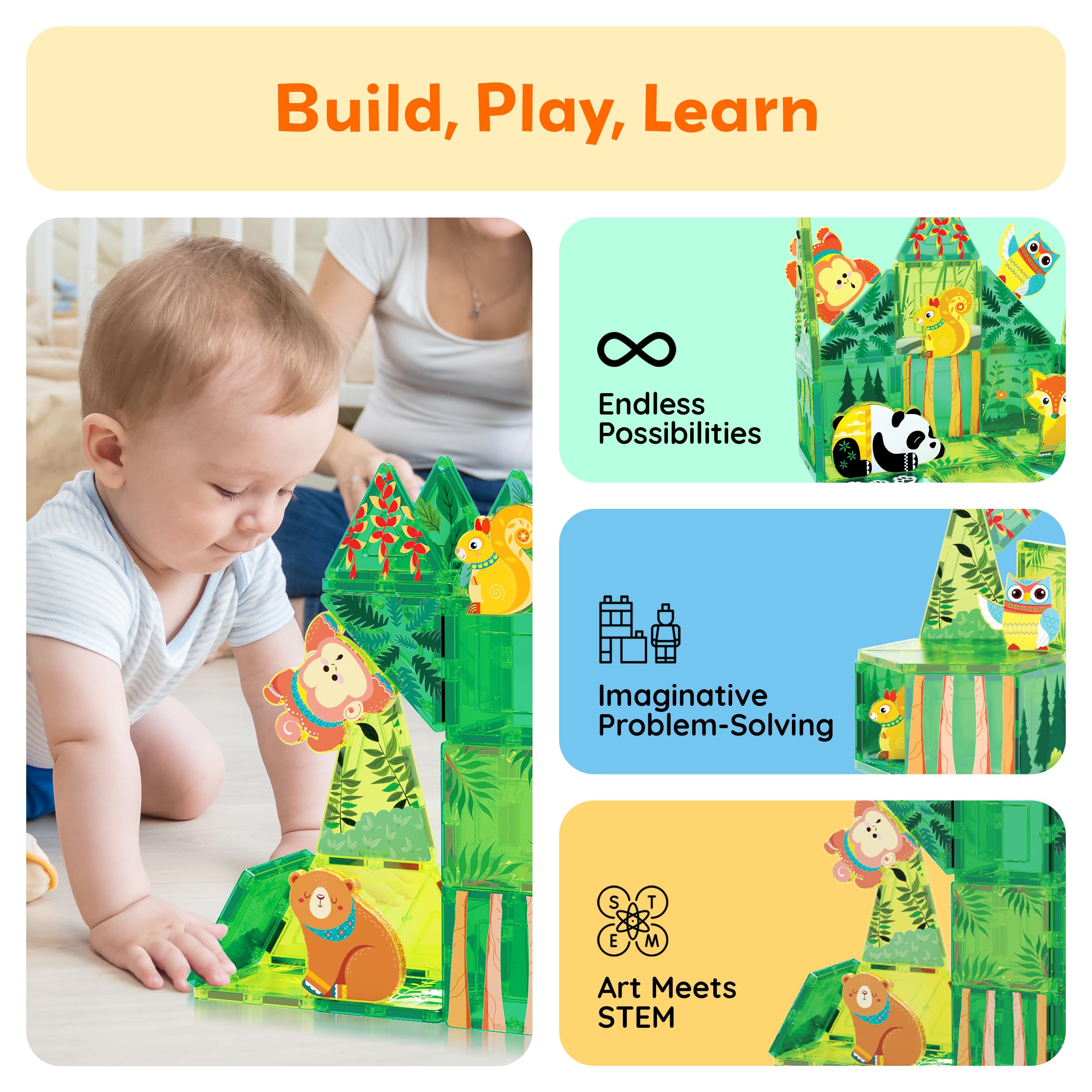 PicassoTiles tiger magnet: adds bold woodland action to magnetic builds.