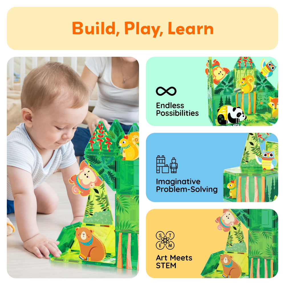 PicassoTiles tiger magnet: adds bold woodland action to magnetic builds.