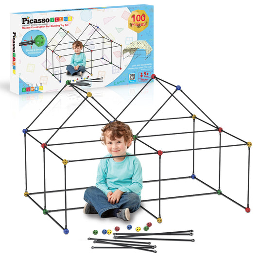 PicassoTiles fort-building kit interlocking joints enable versatile, durable fort designs for imaginative play