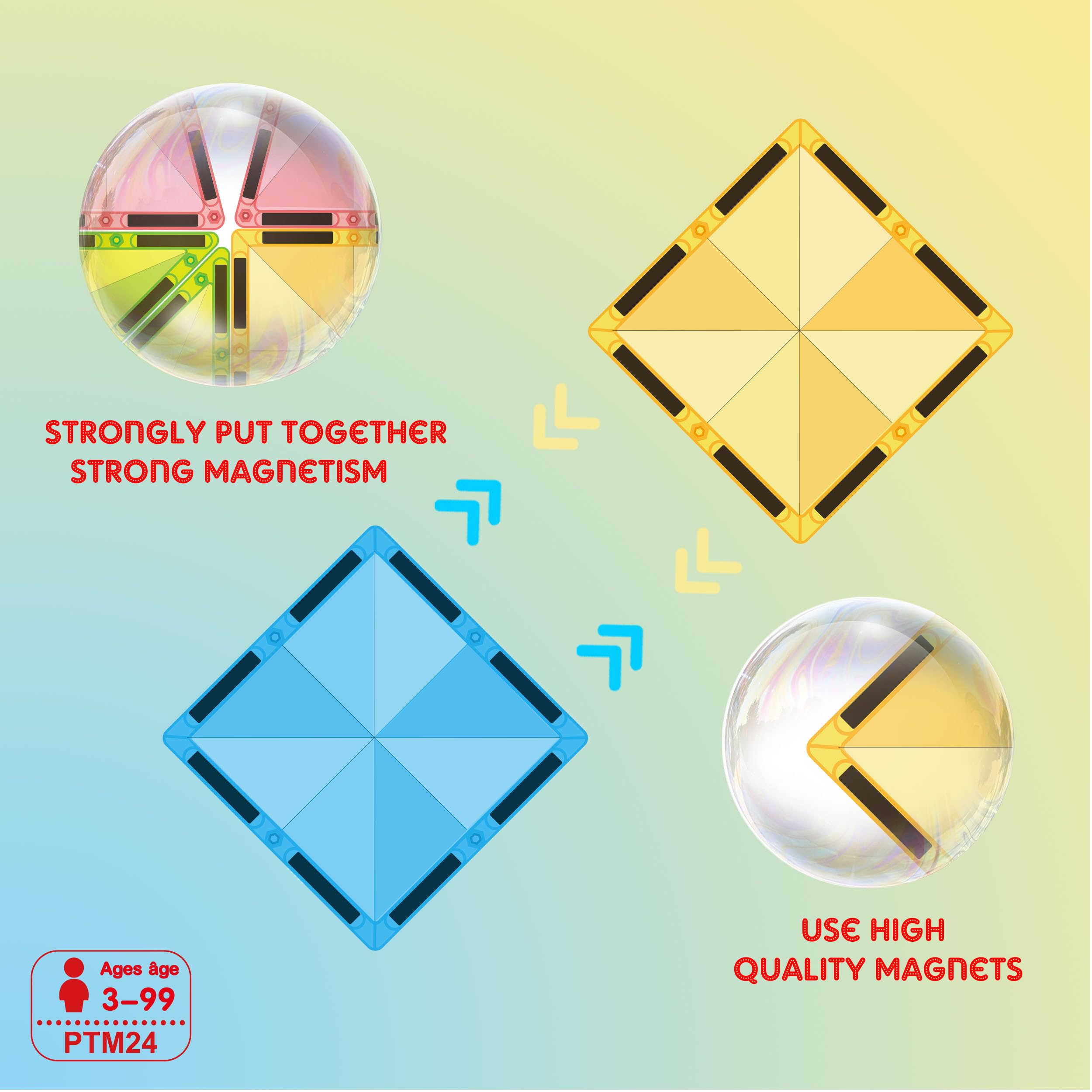 PicassoTiles mini diamonds fit small hands for creative stacking.