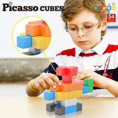 PicassoTiles magnetic connectors enabling quick, intuitive puzzle building.