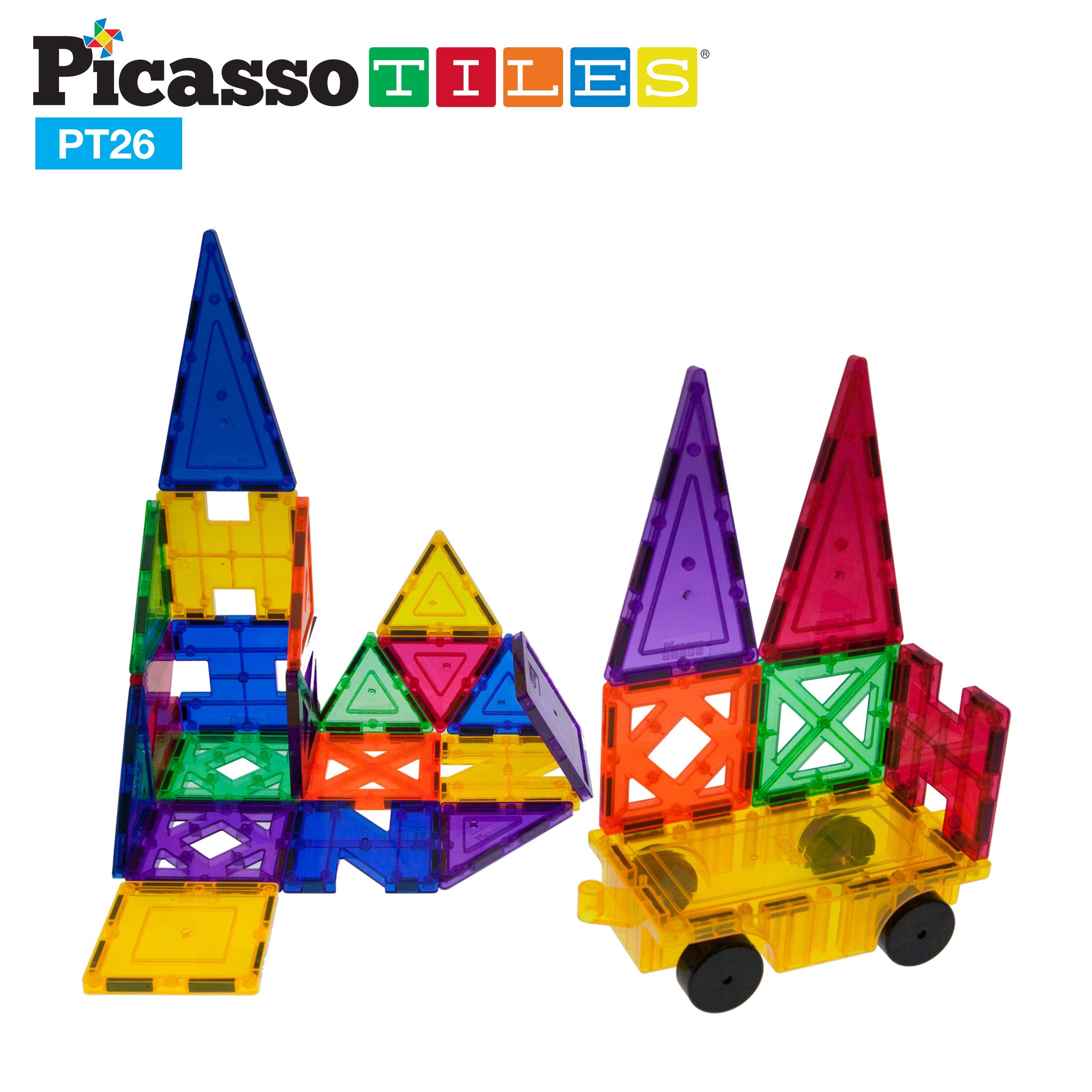 PicassoTiles magnetic polarity tiles help kids learn color and shape recognition during play.