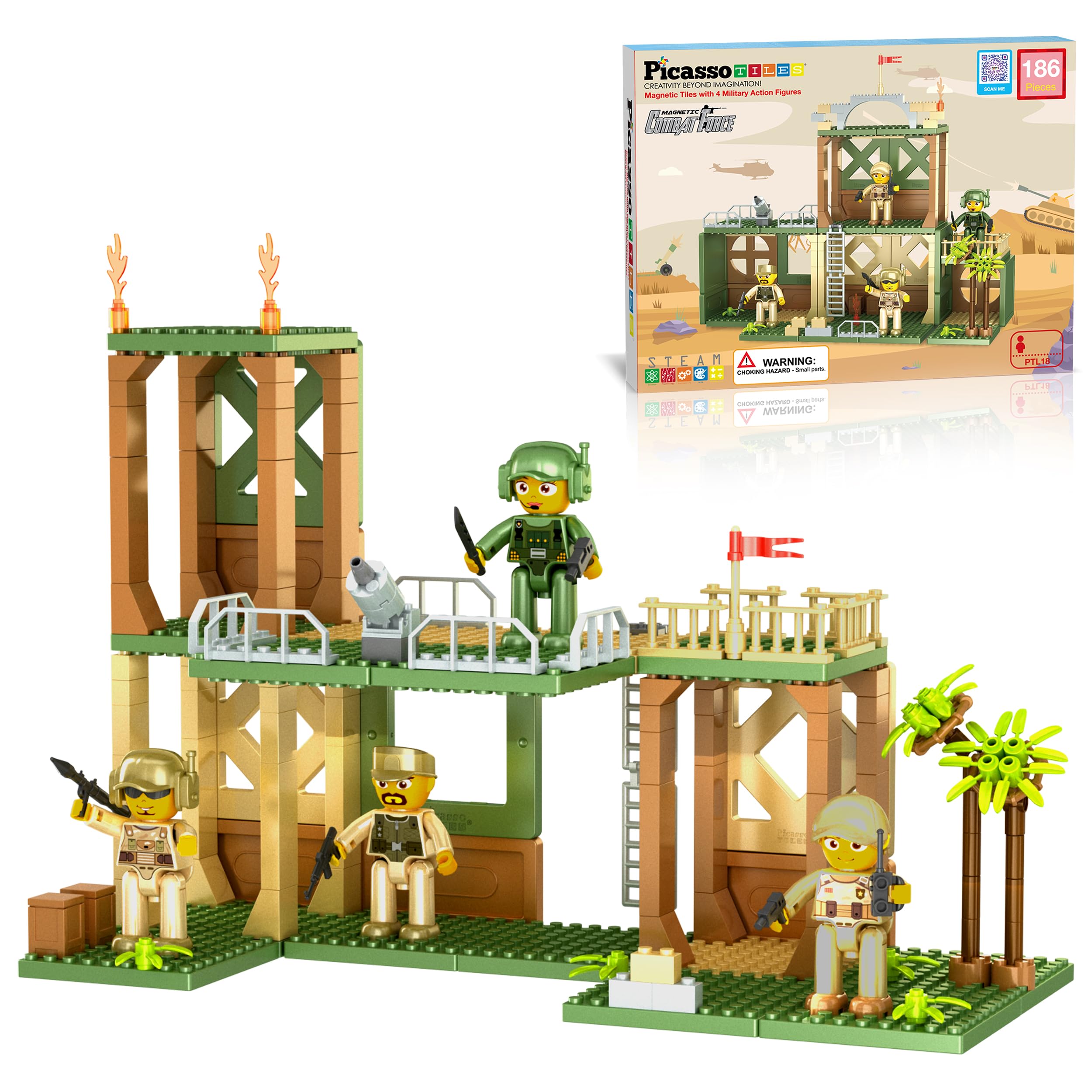 PicassoTiles military commando figures for imaginative play and storytelling adventures.