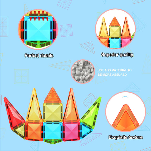 PicassoTiles diamond magnets click together for sturdy, confident builds.