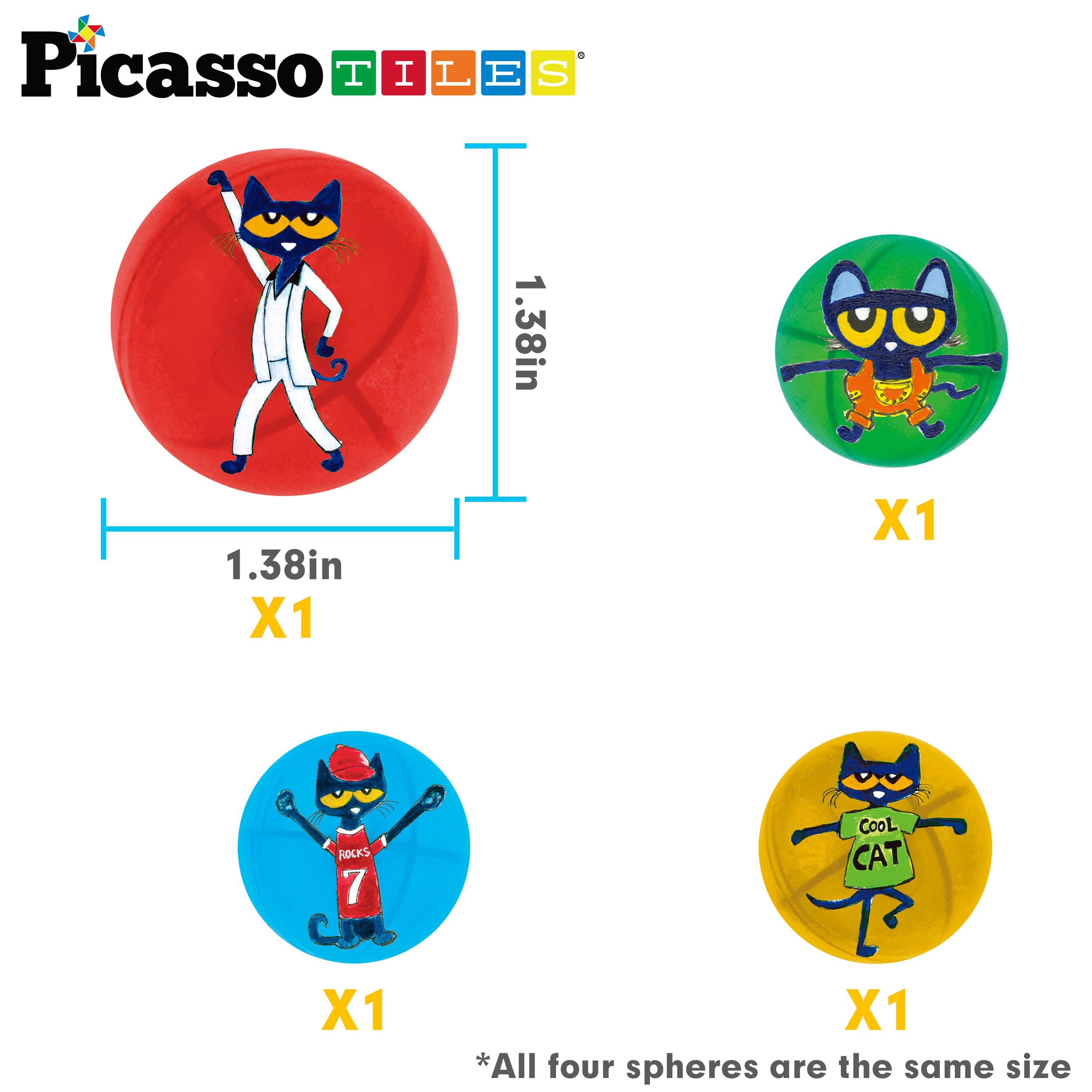 PicassoTiles Pete Cat printed marble adds themed storytelling to building play