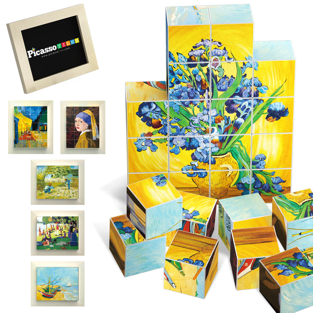PicassoTiles PMC21 iris painting blocks for motor skills and art appreciation.