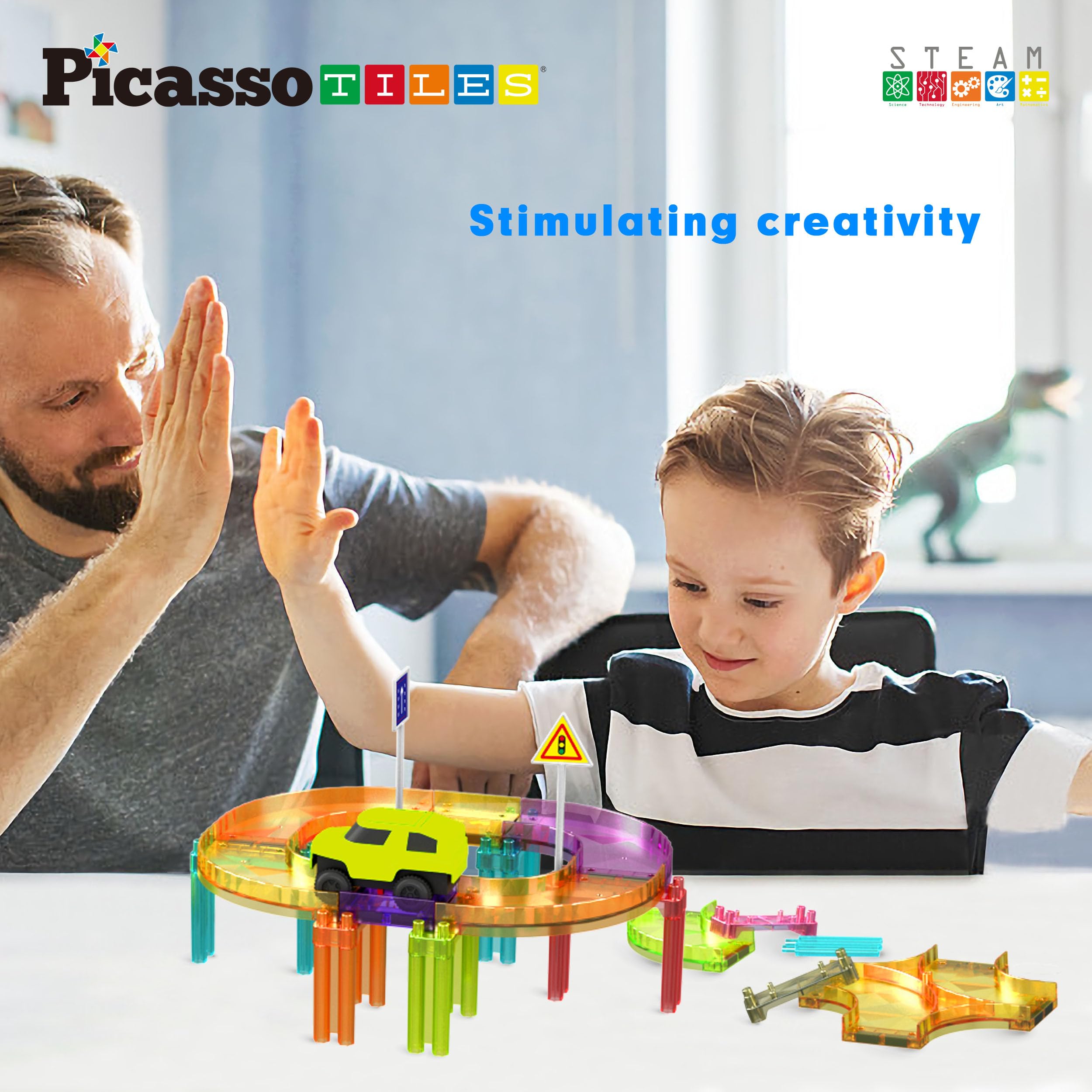 PicassoTiles PTMR40 car piece for imaginative play and fast track action.