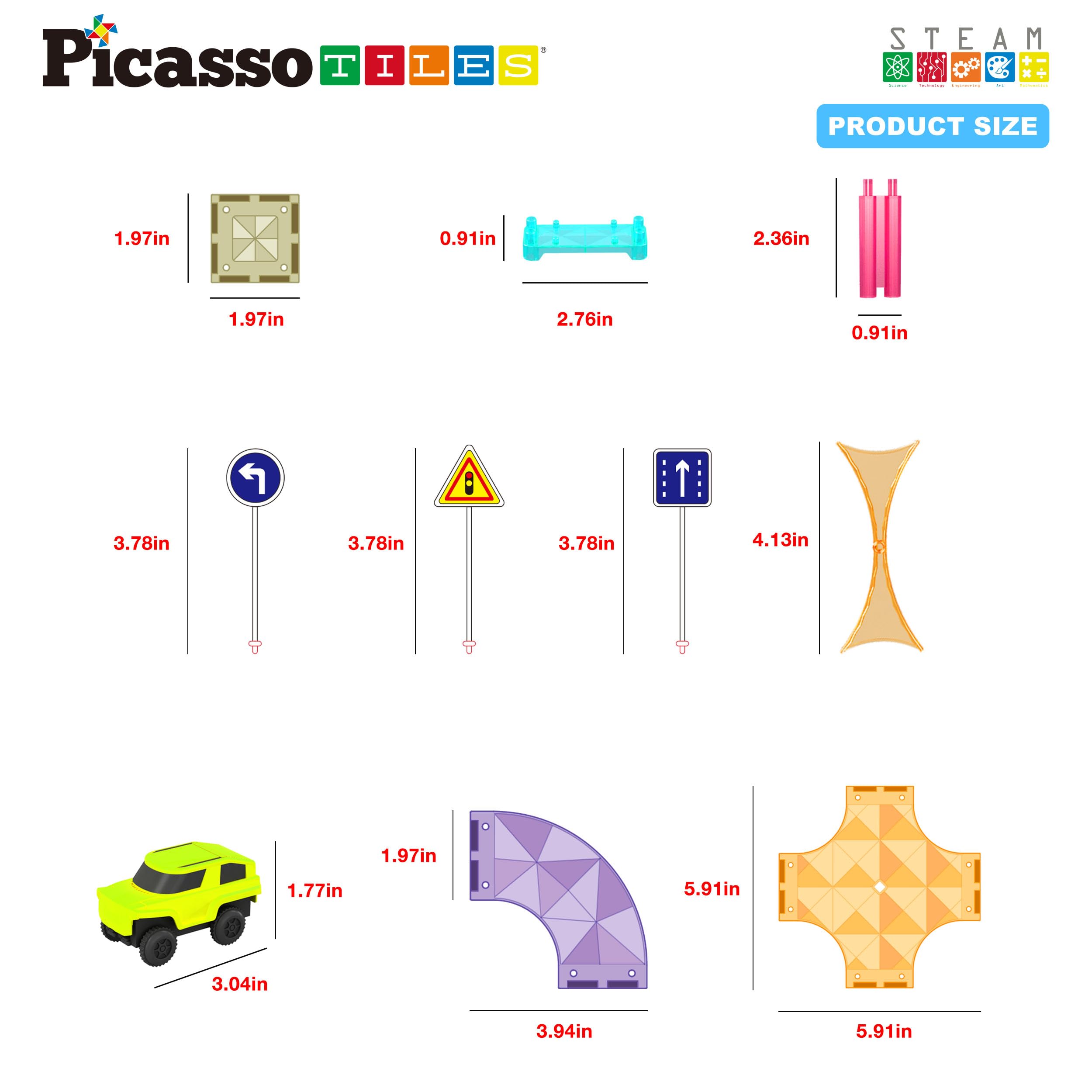 PicassoTiles PTMR40 traffic sign kit adds real-world elements for role-play.