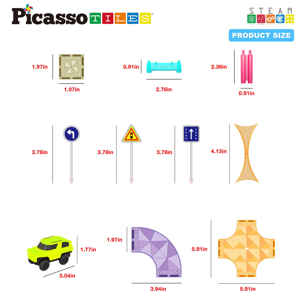 PicassoTiles PTMR40 traffic sign kit adds real-world elements for role-play.