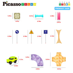 PicassoTiles PTMR40 traffic sign kit adds real-world elements for role-play.