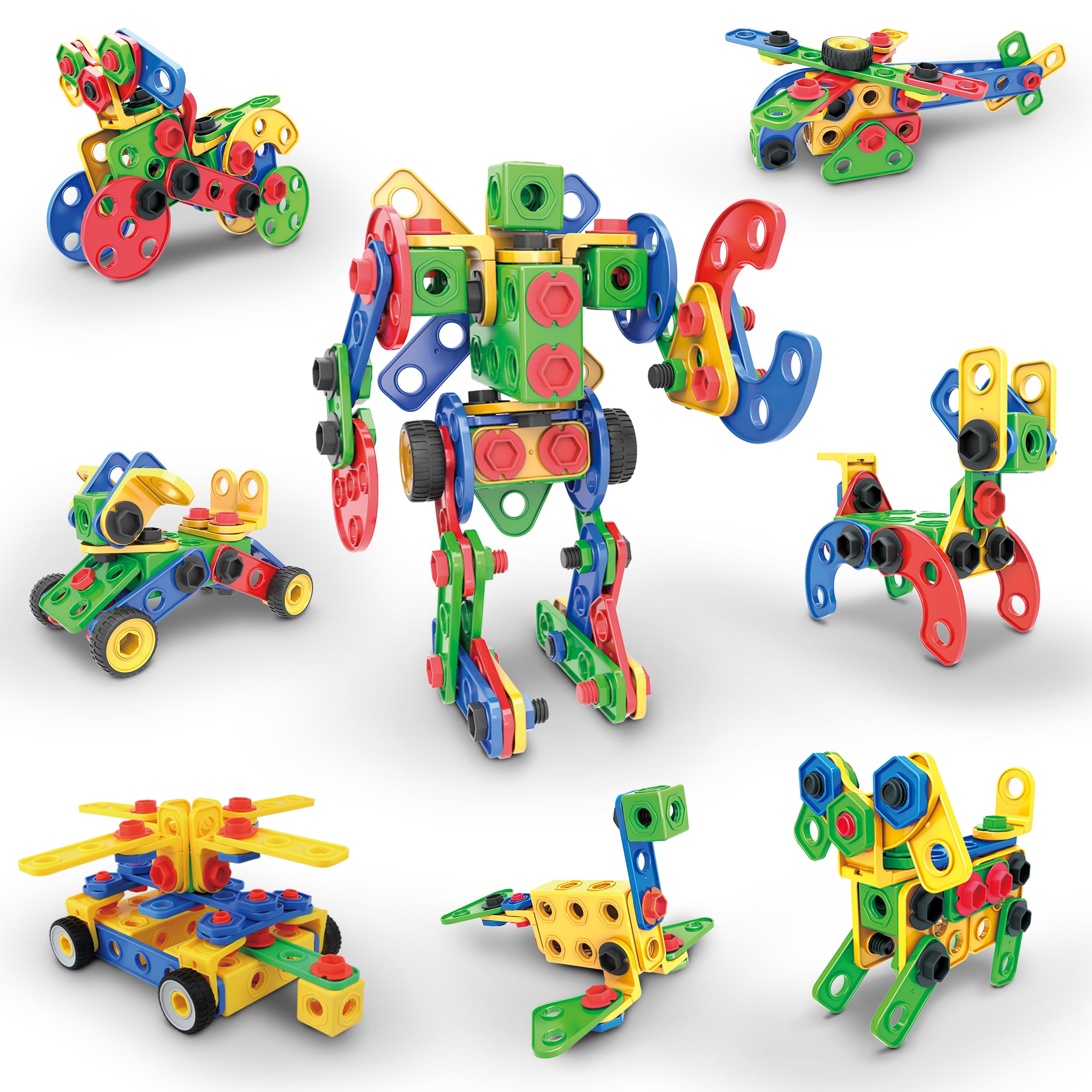 PicassoTiles PTN152 assembly set shows interlocking bricks fueling imaginative STEM play.