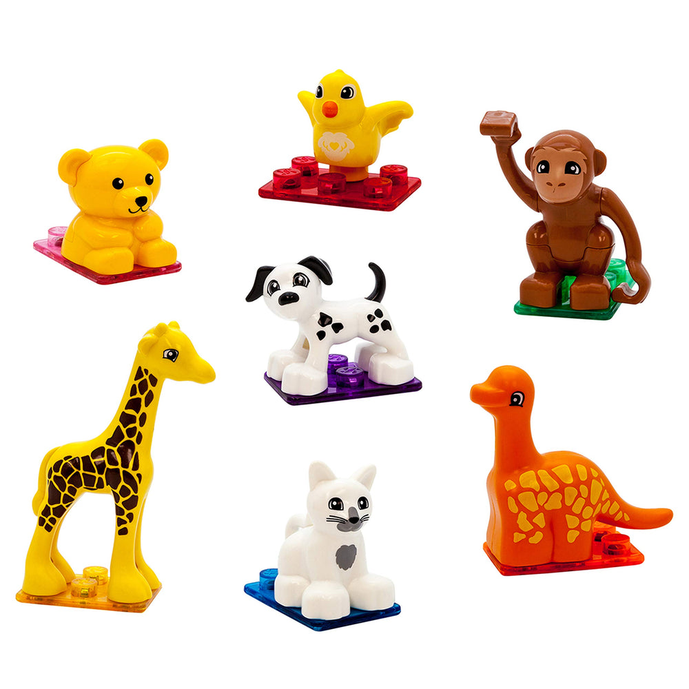 PicassoTiles rooster figure adds bright color and sequencing practice.