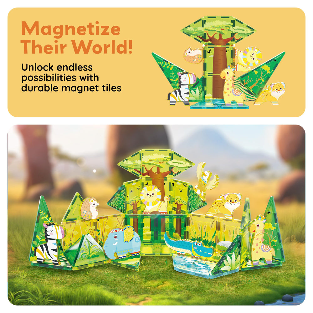 PicassoTiles Safari Hedgehog figure encourages fine motor control.