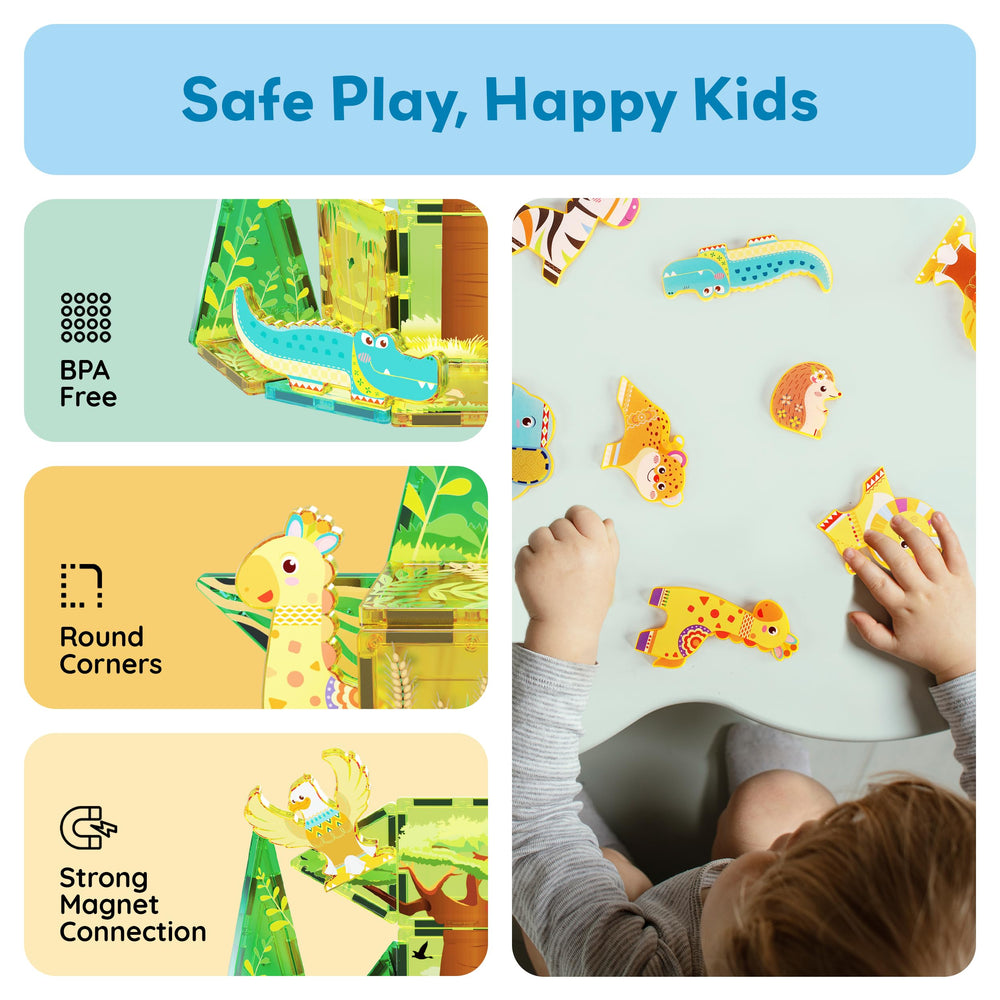 PicassoTiles Safari Leopard figure adds dynamic play with tiles.