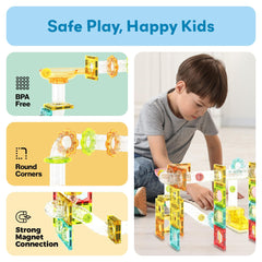 PicassoTiles STEM learning through marble run enhances problem solving.
