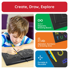 PicassoTiles stylus pen included for quick, mess-free drawing and erasing.