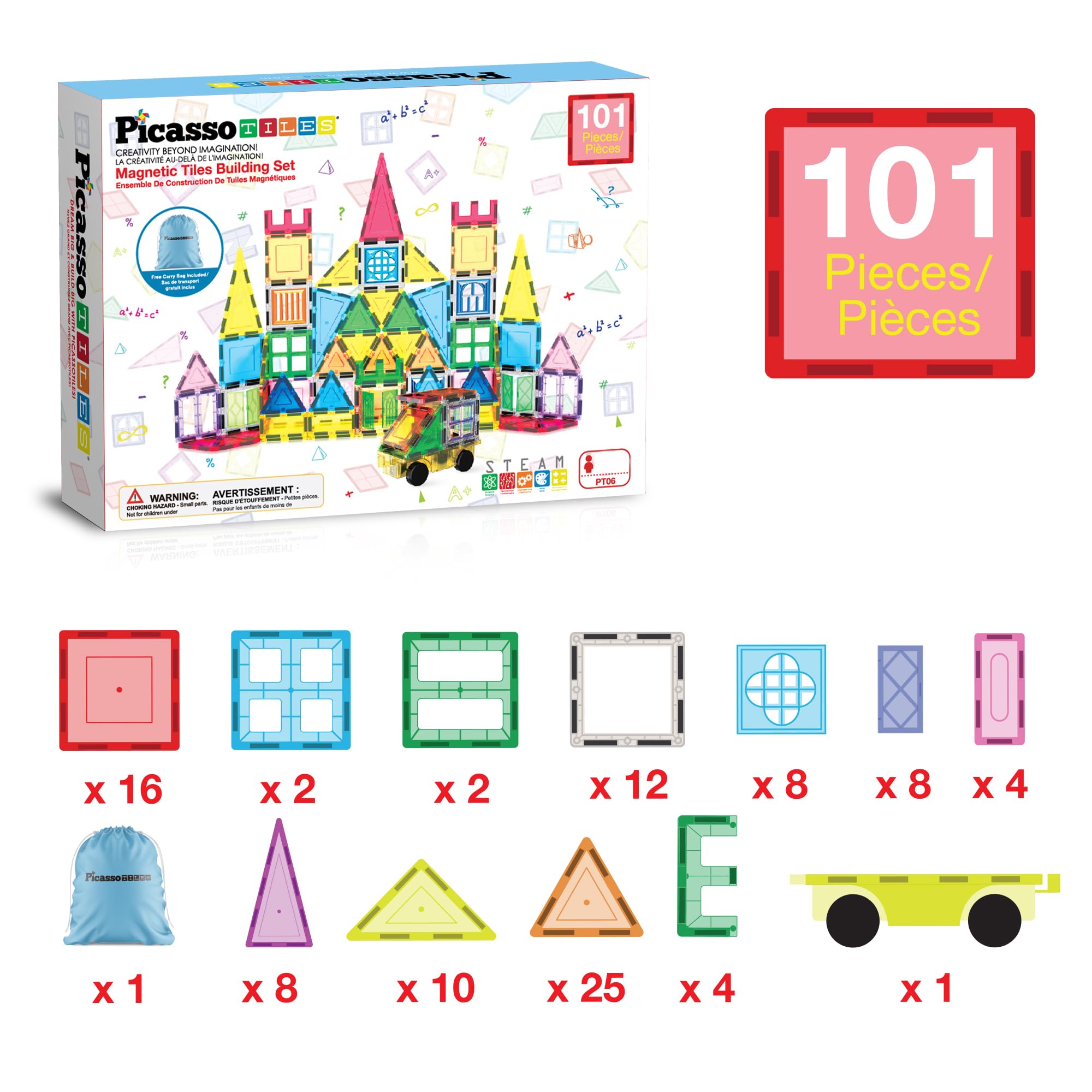 Storage bag keeps pieces organized for easy cleanup and travel.