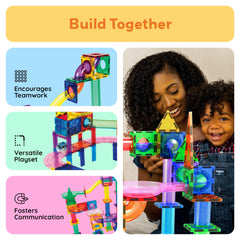 PicassoTiles magnets create sturdy builds for group play.