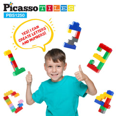 PicassoTiles 11 colors and 6 shapes enabling color matching and early geometry exploration.