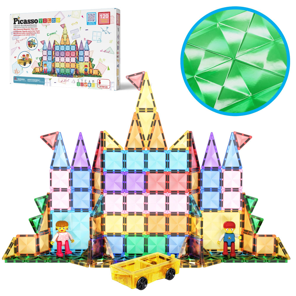 PicassoTiles 120pcs mini diamond tiles for portable, on-the-go play