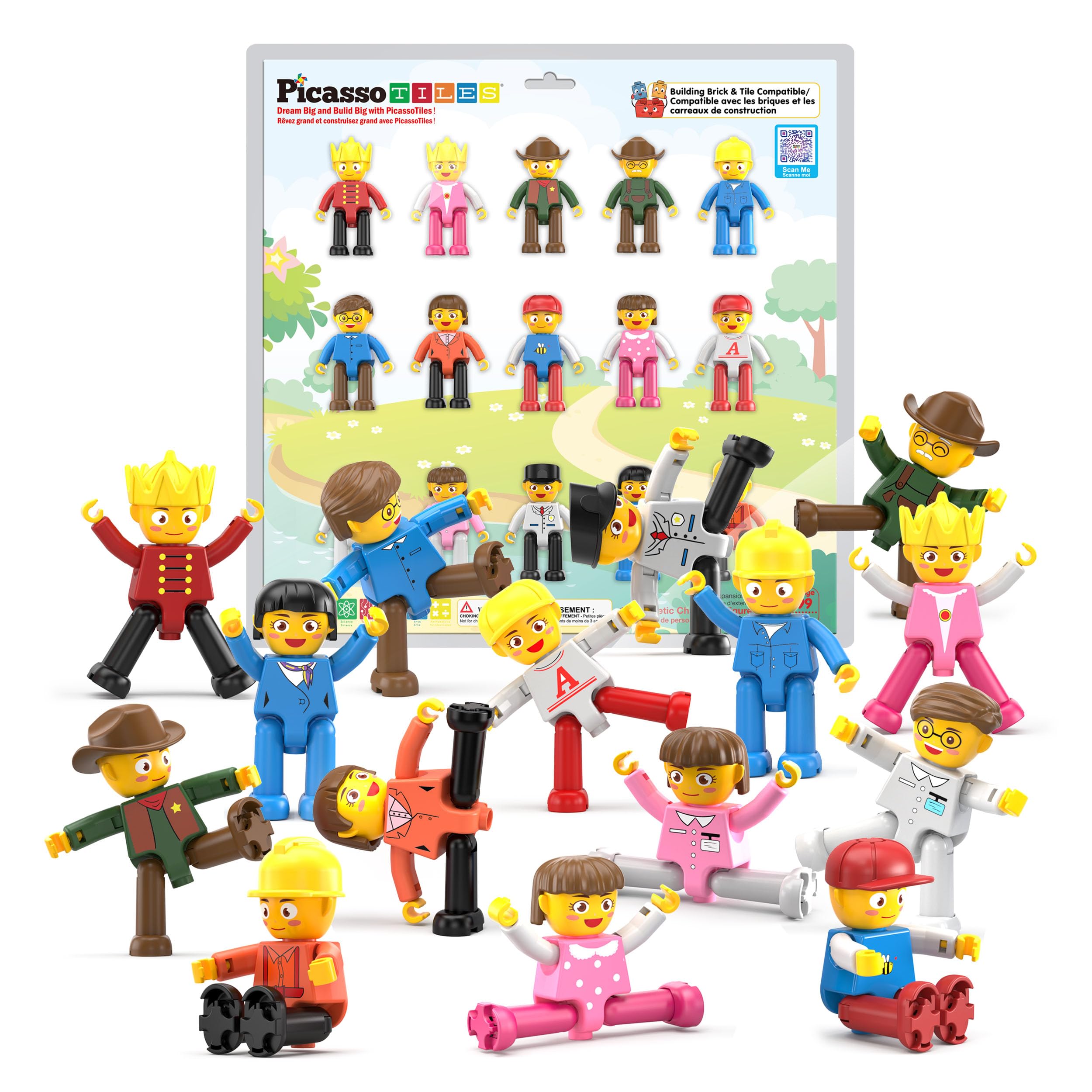 PicassoTiles 15pc rotatable characters for imaginative storytelling and hands-on creativity.