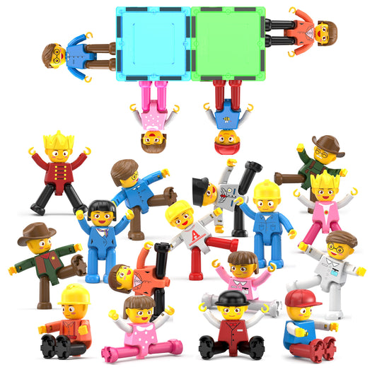 PicassoTiles 16pc figures expansion with characters for imaginative tile-based storytelling