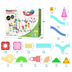 PicassoTiles 200pc magnetic tiles closeup: sturdy magnets enable stable builds