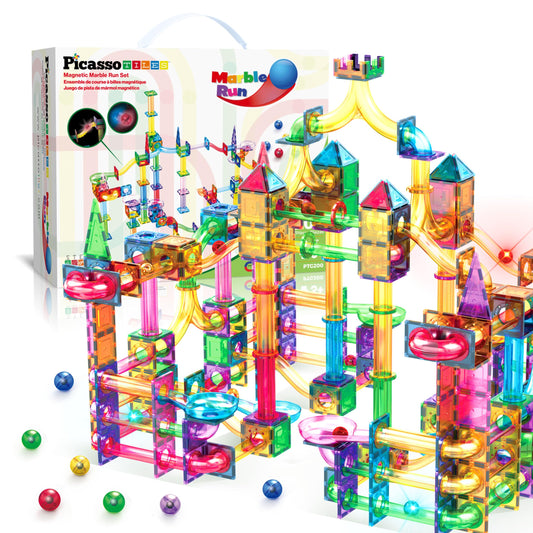 PicassoTiles 200pc marble run tiles: colorful construction for imagination and spatial skills