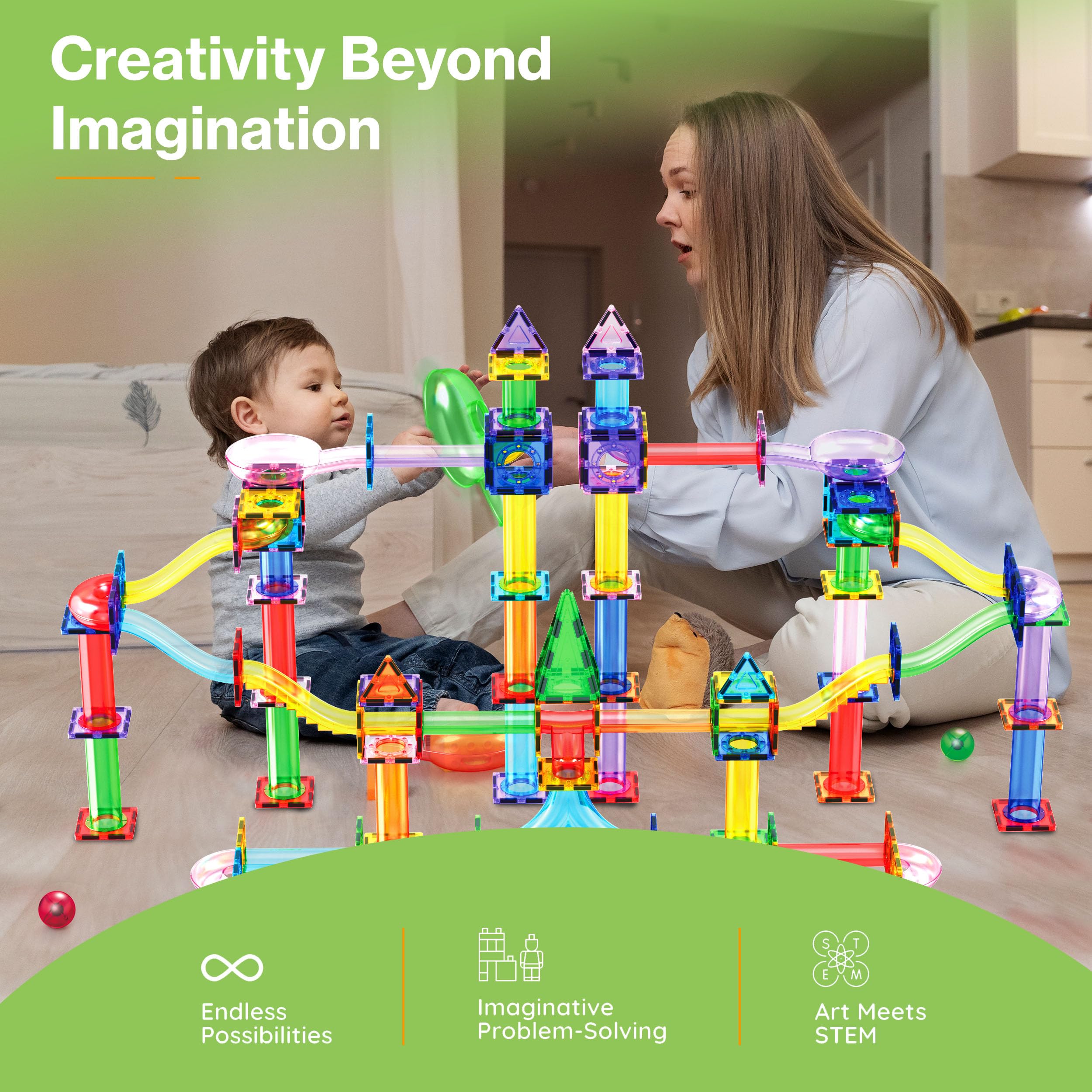 PicassoTiles 200pc toddler-friendly tiles: kid-safe materials support hands-on exploration