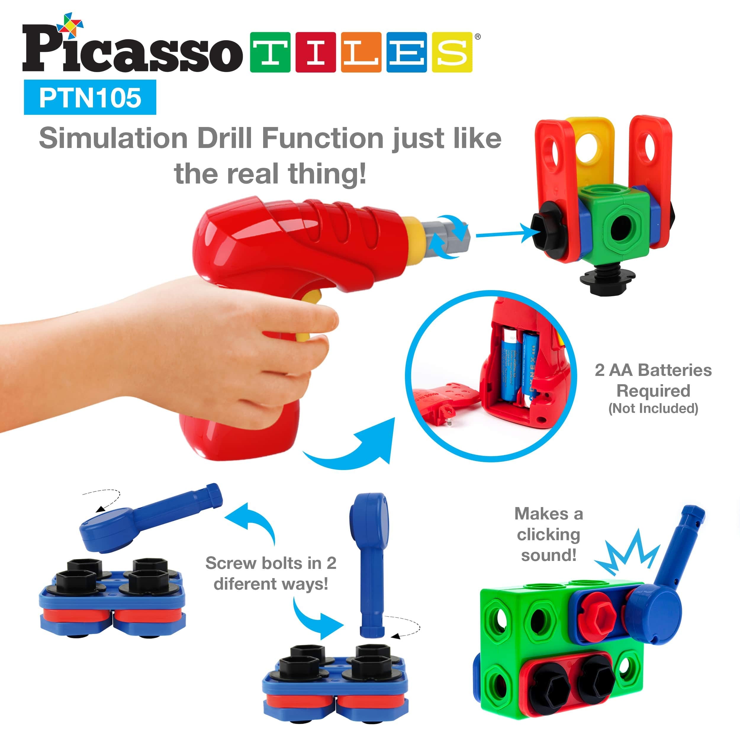 PicassoTiles 2D-to-3D construction turns plans into tangible models.