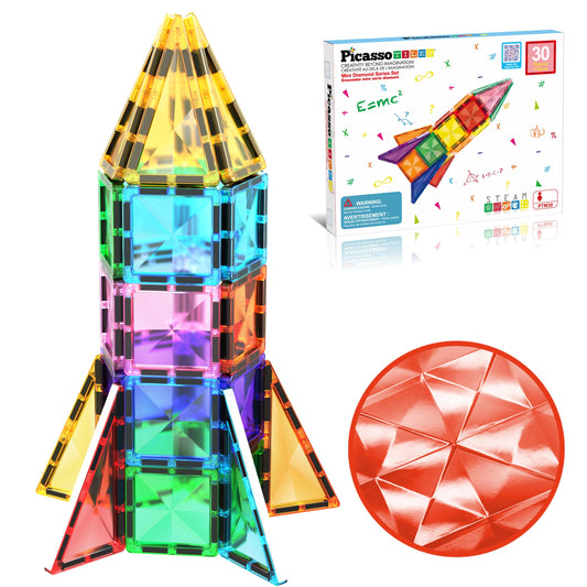 PicassoTiles 30pcs mini diamond tiles travel size for portable play