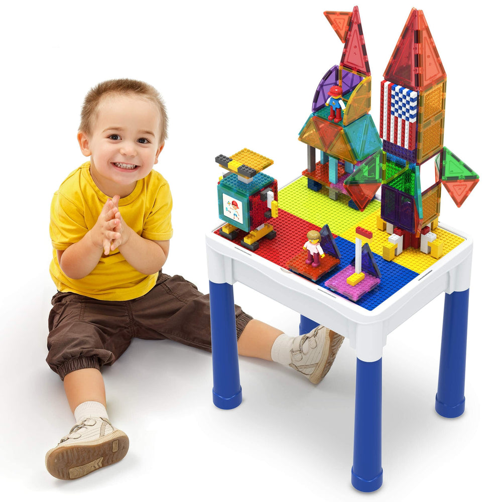 PicassoTiles 316-piece activity table with magnetic tiles for creative construction.