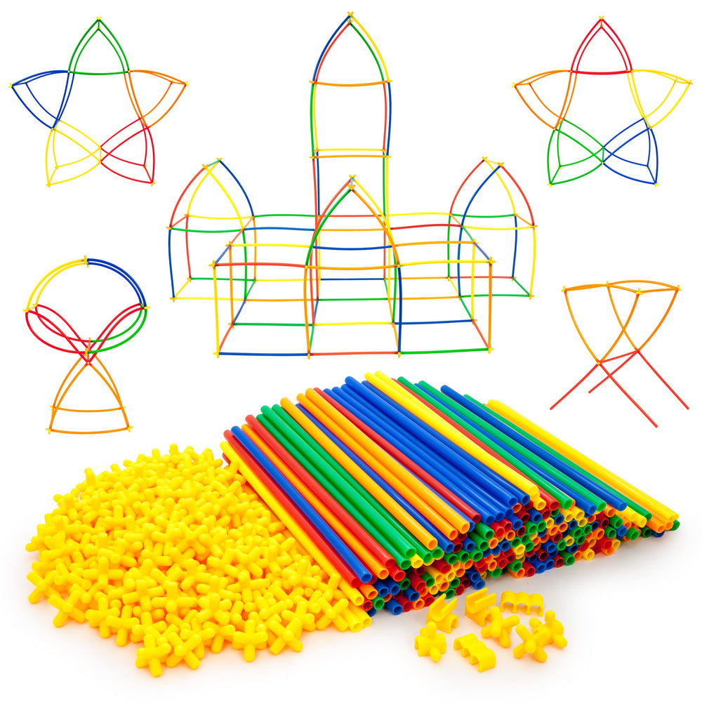 PicassoTiles 400pc straw tubes; colorful building play supporting early STEM exploration.