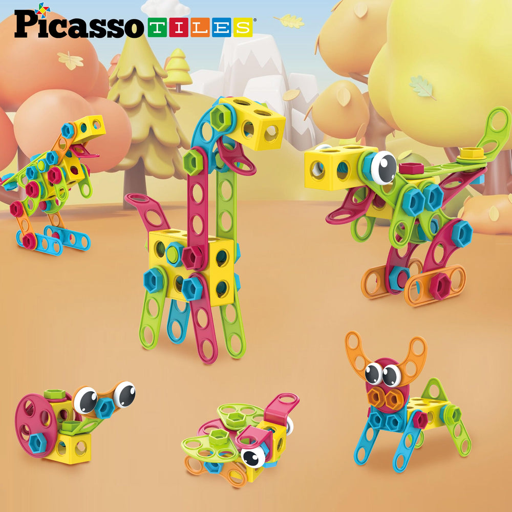 PicassoTiles 64 block pieces enable versatile structures and imaginative building sessions.