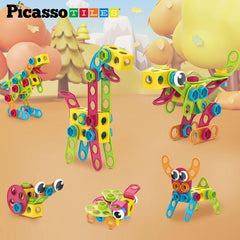 PicassoTiles 64 block pieces enable versatile structures and imaginative building sessions.